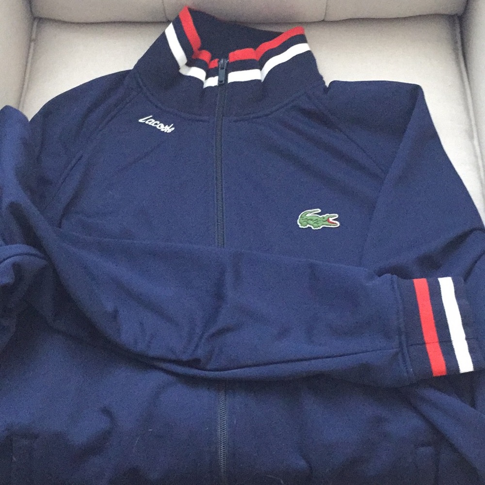 Lacoste men's track jacket size 6(L). Navy blue
